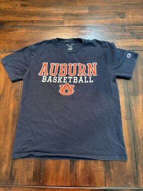 Auburn Basketball Navy Tee with Orange & White Logo - Champion YL
